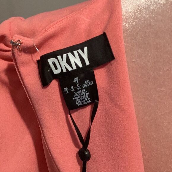 DKNY NWT WOMENS DRESS SIZE 14 CORAL WEDDING FALL SUMMER PARTY ALL OCCASION - Picture 8 of 8